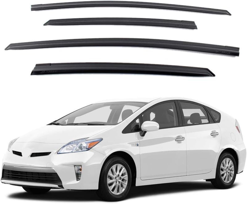 Safe Smoke Window Visor Sun Rain Vent Guard 4 Pcs Set for 2009~2015 Prius Out Channel Visor